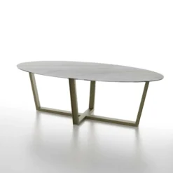 Dexo Viktor Table design ovale plateau en céramique et pieds en métal> Table De Salle à Manger