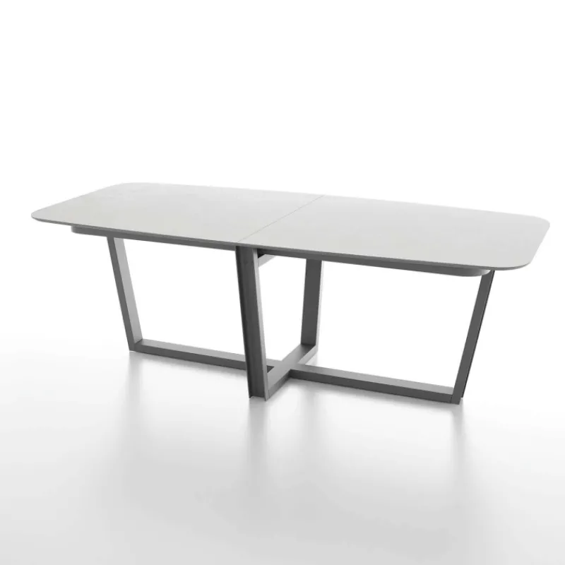 Dexo Viktor Table tonneau en verre design et piétement en métal> Table De Salle à Manger