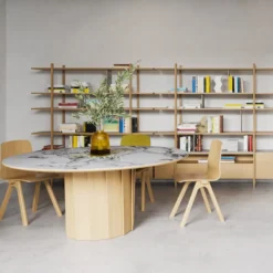Dasras Volute Table ronde en bois et céramique design><noscript><img width=