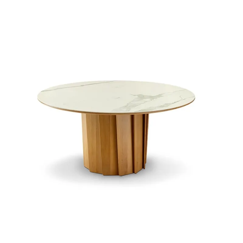 Dasras Volute Table ronde en bois et céramique design> Table De Salle à Manger