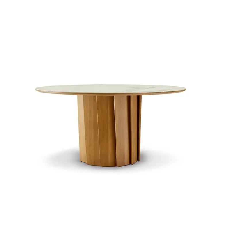 Dasras Volute Table ronde en bois et céramique design> Table De Salle à Manger