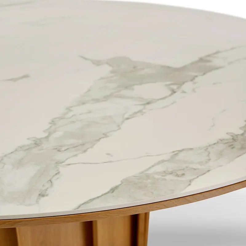 Dasras Volute Table ronde en bois et céramique design> Table De Salle à Manger