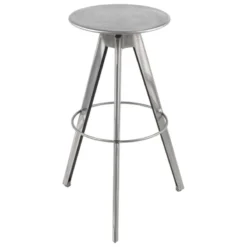 Carrier Vérone ® Tabouret de bar industriel pivotant sans dossier en métal brossé><noscript><img width=