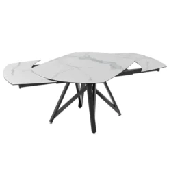 Akante WarholTable moderne en céramique extensible avec pied central design en métal noir><noscript><img width=