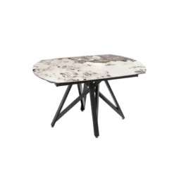 Akante WarholTable moderne en céramique extensible avec pied central design en métal noir><noscript><img width=