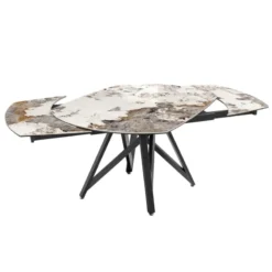 Akante WarholTable moderne en céramique extensible avec pied central design en métal noir><noscript><img width=