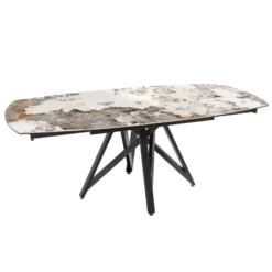 Akante WarholTable moderne en céramique extensible avec pied central design en métal noir><noscript><img width=