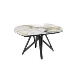 Akante WarholTable moderne en céramique extensible avec pied central design en métal noir><noscript><img width=