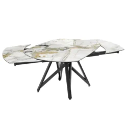 Akante WarholTable moderne en céramique extensible avec pied central design en métal noir><noscript><img width=