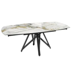 Akante WarholTable moderne en céramique extensible avec pied central design en métal noir><noscript><img width=