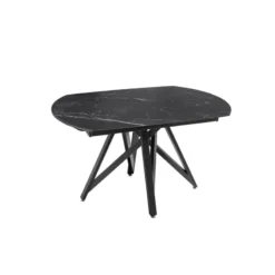 Akante WarholTable moderne en céramique extensible avec pied central design en métal noir><noscript><img width=