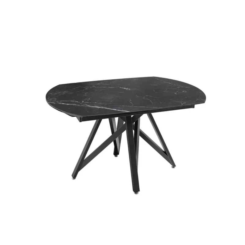 Akante WarholTable moderne en céramique extensible avec pied central design en métal noir> Table De Salle à Manger