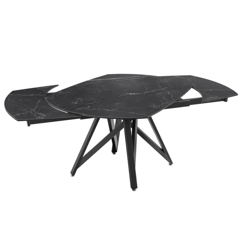 Akante WarholTable moderne en céramique extensible avec pied central design en métal noir> Table De Salle à Manger