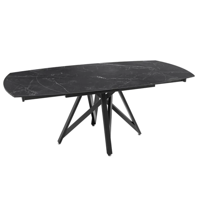 Akante WarholTable moderne en céramique extensible avec pied central design en métal noir> Table De Salle à Manger