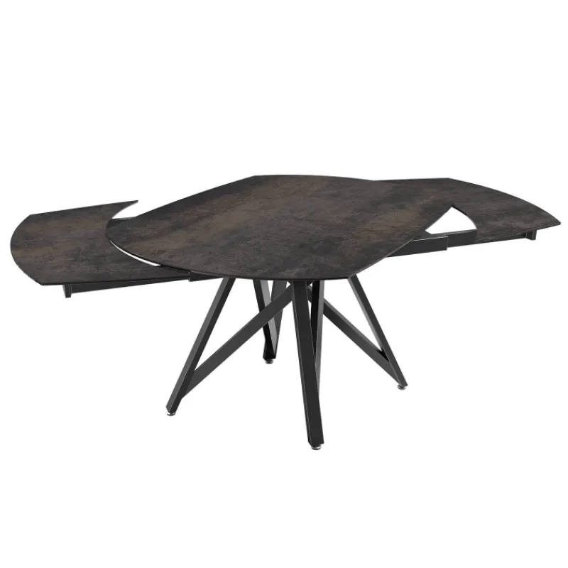 Akante WarholTable moderne en céramique extensible avec pied central design en métal noir> Table De Salle à Manger
