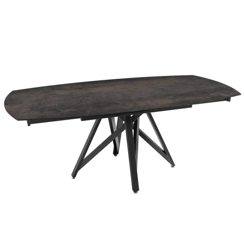 Akante WarholTable moderne en céramique extensible avec pied central design en métal noir> Table De Salle à Manger