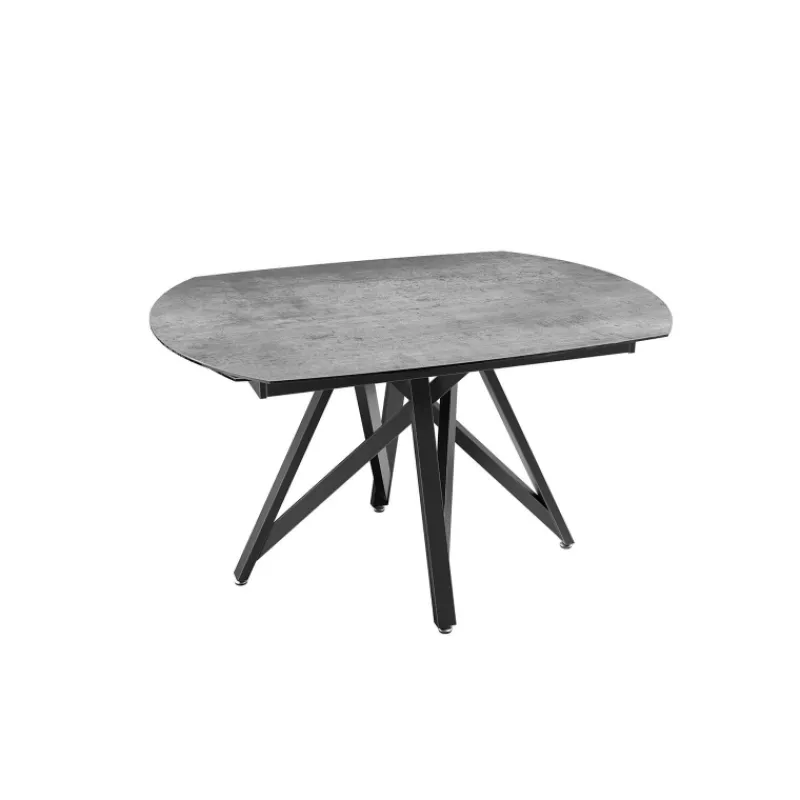 Akante WarholTable moderne en céramique extensible avec pied central design en métal noir> Table De Salle à Manger