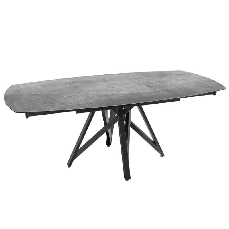 Akante WarholTable moderne en céramique extensible avec pied central design en métal noir> Table De Salle à Manger