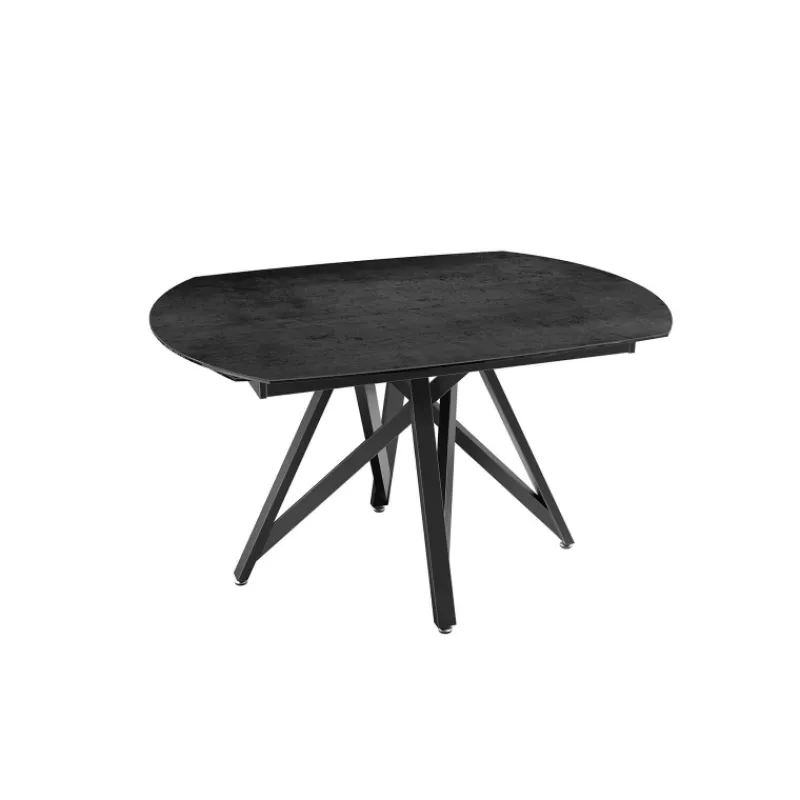 Akante WarholTable moderne en céramique extensible avec pied central design en métal noir> Table De Salle à Manger