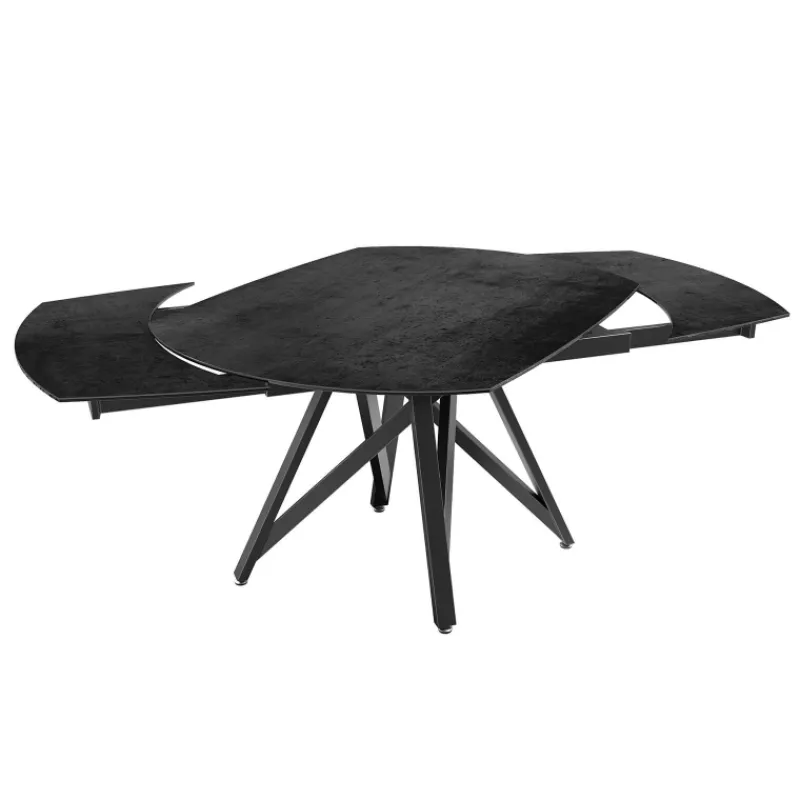 Akante WarholTable moderne en céramique extensible avec pied central design en métal noir> Table De Salle à Manger