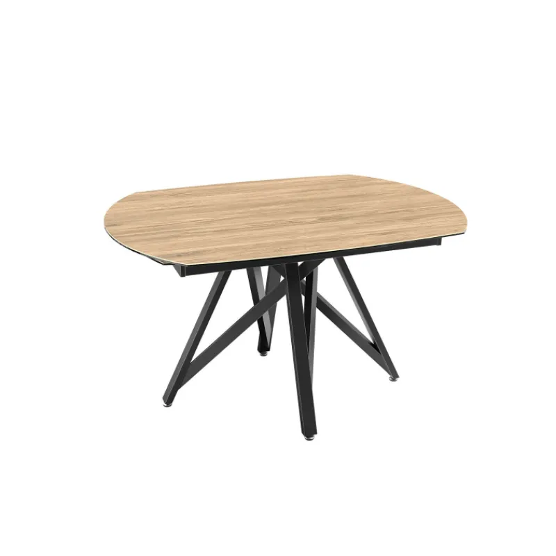 Akante WarholTable moderne en céramique extensible avec pied central design en métal noir> Table De Salle à Manger