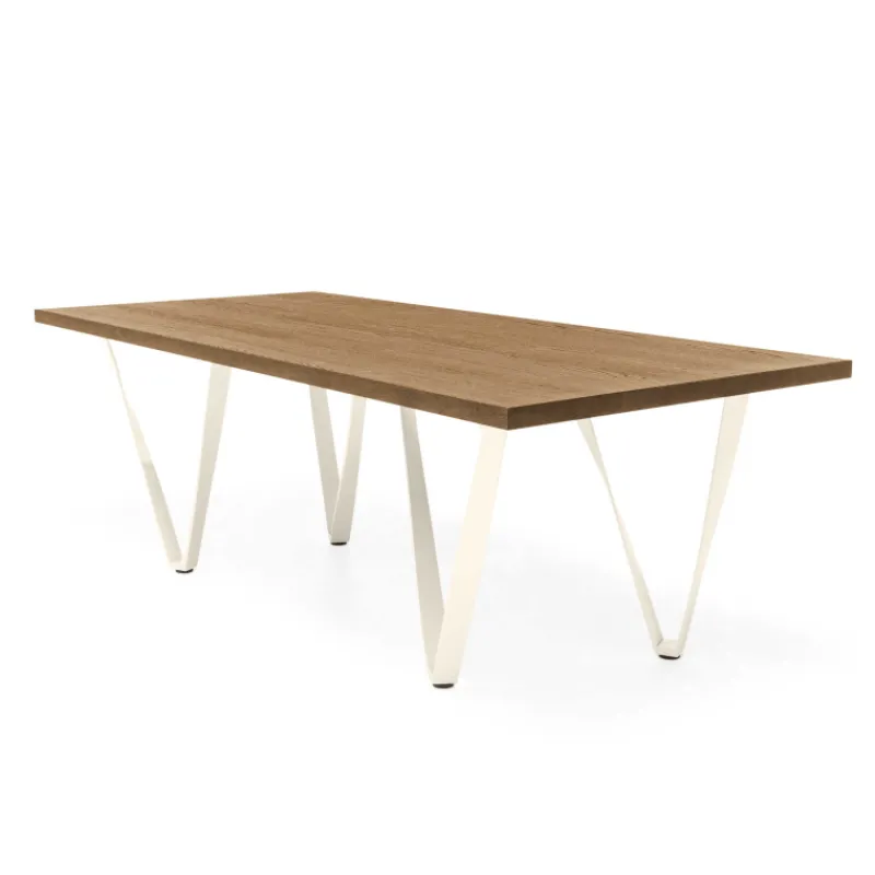 Tomasella Wave Table design rectangulaire avec pied en métal> Table De Salle à Manger