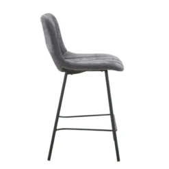 WilliamTabouret cosy en tissu avec pieds en métal noir><noscript><img width=