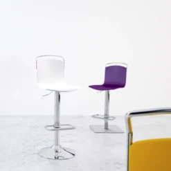 Cancio Win Tabouret design réglable et pivotant métal chromé et bois><noscript><img width=