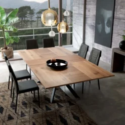 Ozzio 4x4 Table design extensible rectangulaire en bois et métal><noscript><img width=