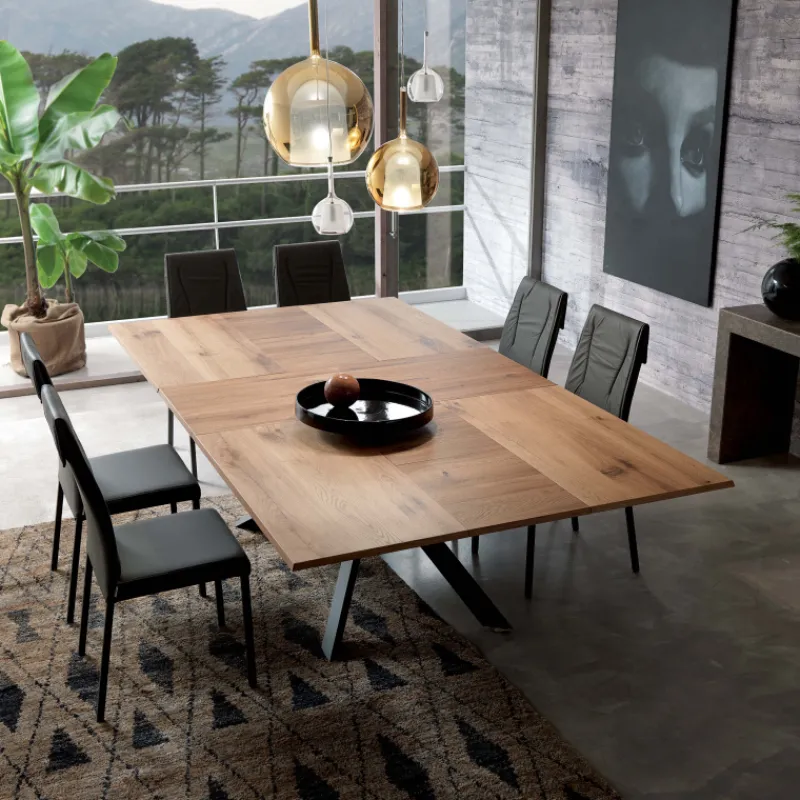 Ozzio 4x4 Table design extensible rectangulaire en bois et métal> Table De Salle à Manger
