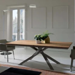 Ozzio 4x4 Table design extensible rectangulaire en bois et métal><noscript><img width=