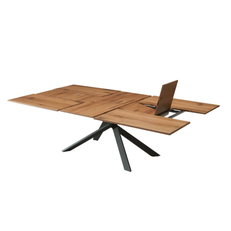 Ozzio 4x4 Table design extensible rectangulaire en bois et métal> Table De Salle à Manger